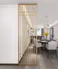 Tela de aço inoxidável de luxo leve, decoração moderna minimalista de metal vazado para entrada de sala de estar, grade divisória de arte em ferro estilo chinês novo