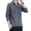 Suéter JEEP SPIRIT con media cremallera para hombre, otoño 2023, nuevo, color liso, playera base casual de felpa