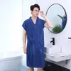 Nueva Bata de Baño Otoño e Invierno de Manga Larga que No Suelta Pelusa Absorbente de Agua Secado Rápido Bata de Baño para Hombre Estilo Toalla de Baño Bata de Baño para Hombre