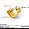 Anillo de Acero Inoxidable 304 Cruzado Textura Arrugada Perla Anillo Abierto Dos Tonos Oro y Plata Ajustable Joyería de Mano de Acero de Titanio