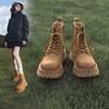 ZHR Estilo Británico Martins para Mujer Otoño e Invierno 2024 Retro Joker Fondo Grueso Botas Ruibarbo Botas Slim para Ropa de Trabajo