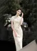 Cheongsam Melhorado Novo 2024 Feminino Verão Estilo Jovem Uso Diário vestido Novo Estilo Chinês Elegante High-end Emagrecedor