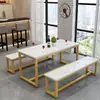 Restaurante Bar de Snacks Comida Rápida Combinación de Mesa y Silla Mesa Larga Simple Moderna Mesa de Comedor para Empleados de Restaurante Escuela de Negocios Fábrica
