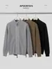 APO Ropa de Hombre Textura Transfronteriza Punto Pesado Americano Marca de Moda Cardigan con Cuello Alto Suéter de Manga Larga Holgado Abrigo