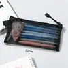 Estuche de malla transparente para estudiantes, bolsa de almacenamiento grande con cremallera para exámenes, bolsa de papelería simple, estuche para lápices para niños