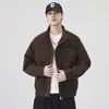 Chaqueta de mezclilla Detroit pesada de estilo americano vintage para hombre, nuevo modelo de otoño 2026, corte holgado, algodón puro, chaqueta de trabajo con cuello alto