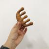 Pente Meridiano de Sândalo de Cinco Dentes, Pente de Massagem de Sândalo Preto, Pente de Madeira de Sândalo Verde Seda Dourada, Pente de Massagem para o Couro Cabeludo, Pente de Dentes Largos