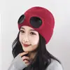 Gorro de Punto Cálido con Forro de Polar para Exteriores de Invierno para Hombres y Mujeres Gafas de Piloto a Prueba de Viento Suéter de Esquí Gorro de Lana Transfronterizo