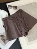 Elegantes Pantalones Cortos de Traje Rayados de Imitación de Dos Piezas para Mujer, Nuevos Shorts de Pierna Ancha Línea A Adelgazantes de Cintura Alta para Figuras Pequeñas