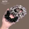 Novo Scrunchie de Renda de Cristal Luxuoso em Cetim para Mulheres, Alta Elasticidade, Durável, Elegante Prendedor de Cabelo para Rabo de Cavalo Alto e Penteados Updo