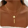 Collar Europeo y Americano de Lujo Ligero de Tres Capas Geométrico Apilable Dorado Simple Versátil Cadena para Clavícula de Mujer Joyería de Moda de Nicho