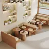 Café Loja de Chá com Leite Deck Sofá Loja de Sobremesas Padaria Loja de Bolos Área de Descanso Mesa e Cadeira para Negociação Combinação Estilo Wabi-sabi