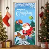 2026 Nova Cortina de Porta Banner de Natal Decoração de Fundo para Fotos ao Ar Livre com Papai Noel e Filhote