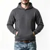 Sudadera con capucha para hombre, forrada de forro polar, para otoño e invierno, color liso, corte holgado, estilo pullover, ropa básica para hombre, venta al por mayor de fábrica