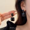 Pendientes de aguja plateada, sencillos, de alta gama, transparentes, cuadrados, de cristal, de celebridades de Internet, de moda, con diseño de nicho, nuevos pendientes para mujer.