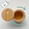 Tarro de bambú para condimentos con cuchara, tarro de sal, caja de almacenamiento para cocina, botella de condimentos, giratorio con succión magnética, venta caliente transfronteriza, al por mayor