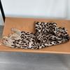 Cachecol de Franjas Leopardo Retrô de Nicho Feminino 2024 Outono e Inverno Novo Estilo Coreano Cachecol Pequeno Tricotado em Lã de Alta Qualidade