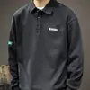 Sudadera con Capucha de Algodón Pesado Estilo Americano Camisa Polo para Hombre Llegada Nueva Otoño 2026 Camisa Chaqueta Holgada con Solapa de Manga Larga