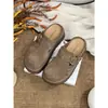 Nuevos Mocasines de Cuero Genuino Mate para Mujer Otoño 2025, Suela Gruesa, Punta Cerrada, Zapatos Ligeros Estilo Birkenstock Perezoso