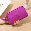 Bolsa de Moedas de Tecido Estilo Coreano para Mão Feminina Longa Fashionável Três Camadas com Zíper Grande Capacidade Bolsa para Celular com Tela Grande Chave
