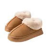 Zapatillas de algodón cálidas y cómodas para mujer, de ante con ribete de pelo, suela gruesa, sin cordones, antideslizantes, a prueba de frío invernal
