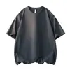 Camiseta de Verano para Hombre de Color Sólido, Manga Corta, Alta Gama, Holgada, Talla Grande, Seda de Hielo, Secado Rápido, Cuello Redondo, Manga Corta, Fina