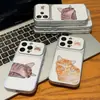 Funda de teléfono para pareja de gatos naranjas perezosos adecuada para Apple 17 Pro Max, linda para niñas, compatible con Huawei, Xiaomi, Vivo, con ventana de visualización grande
