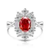 Anillo Reina de Moda de Lujo con Moissanita Colorida Piedra de Alto Carbono Brillante Anillo Huevo de Paloma Joyería Transmisión en Vivo Dropshipping