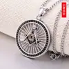 Corrente de Clavícula com Pingente de Roda Gigante Redondo Estilo Hip-Hop Moderno Colar Masculino de Aço Inoxidável Aço Titânio Atacado Personalizado