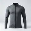 Nova Jaqueta Cardigan com Zíper Secagem Rápida Esportiva Fitness Primavera Outono Masculina Elástica para Corrida Treino Gola Alta Manga Longa Camiseta