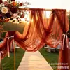 Cortina de Gasa de Malla Blanca Decoración de Escenario para Bodas al Aire Libre Fiesta Fondo Arco de Boda Venta al por Mayor Transfronteriza