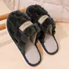 Nuevas Pantuflas Peludas Transfronterizas, Pantuflas de Algodón Cálidas y Antideslizantes para el Hogar, Pantuflas de Algodón de Alta Gama Engrosadas de Terciopelo Coral para Hotel y B&B
