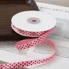 Cinta de Poliéster con Puntos Negros de 1 cm Cinta para Lazos DIY Flor de Cinta Accesorios para Regalo Cabello Diadema Material para Accesorios de Sombrero de Paja