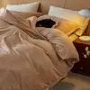 Sencillo juego de cuatro piezas bordado de terciopelo de leche, funda nórdica gruesa de vellón de coral de doble cara, ropa de cama de alta gama para otoño e invierno