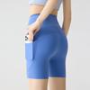 Pantalones de Yoga de Bolsillo Verano Cintura Alta Pantalones de Tres Puntos Tiburón para Mujer Leggings Delgados Levantamiento de Glúteos Mallas Color Piel