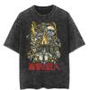 Europa e Estados Unidos transfronteiriça lavado velho cinco pontos manga T-shirt americano retro animação manga curta T