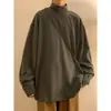 De veludo camisa de fundo masculino de manga comprida primavera e outono solto suéter interno solto T-shirt meia gola tartaruga estilo Hong Kong em meninos roupas de outono