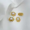 Color Dorado Mate Conservador de Color Perla Incrustada Antigua Ojo de Gato Ópalo Lunar Flor Geométrica Forma de Trébol de Cuatro Hojas Cuentas Espaciadoras Accesorios para Manualidades