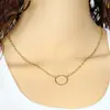 Color de moda que retiene el nuevo estilo coreano de círculo de oro aleación chapada en oro collar corto para clavícula anillo de metal collar corto