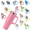 Cubierta de Popote de Silicona de Unicornio de Dibujos Animados Forma de Caballo Pequeño Compatible con Botella de Agua Stanley Tapa de Popote a Prueba de Polvo y Manchas