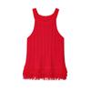 Comércio Exterior Roupas Femininas 2025 Outono Estilo Europeu e Americano Gola Redonda Sem Mangas Bainha Decorada com Franjas Tricô Colete para Mulheres E490161F
