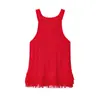 Comércio Exterior Atacado Roupas Femininas Estilo Europeu e Americano Transfronteiriço Aliexpress Borda de Franja Decorativa Gola Redonda Sem Mangas Tricô Colete Top