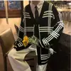 Cárdigan Estilo Coreano Cuadros Tejido Chaqueta para Hombre Primavera y Otoño Holgado Trendy Atractivo Casual Estilo Perezoso Tejido