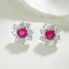 Novos brincos de zircônia de tesouro de cor de girassol, luz, luxo, alta qualidade, sentido, vermelho, coríndon, cristal afiado, moda, todos os brincos da moda para mulheres