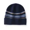 Venta al por mayor transfronteriza del fabricante Nuevo gorro de punto a rayas de cachemira Otoño e Invierno 2026 Gorro de lana versátil y cálido para proteger las orejas