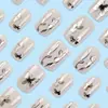 Borboleta Encontra Flores Unhas Fashionáveis Usáveis 24 Peças Manicure Branca Simples Elegante Adesivos de Unha