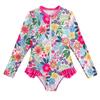 Traje de Baño Infantil de Comercio Exterior 2026 Nuevo Estilo Bikini Europeo y Americano Estampado de Manga Larga para Niños Mayores, Traje de Baño para Niñas de Vacaciones en la Playa