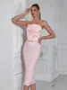 Comércio exterior novo moda europeia e americana transfronteiriça vestido de noite de aniversário vestido de bandagem cor sólida sem alças vestido
