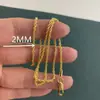 Joyería de Comercio Exterior Cobre Chapado en Oro 2mm Collar de Cuerda Retorcida Venta Caliente Suministro Listo Estilo Coreano Caliente 16-30 pulgadas