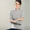Otoño e invierno Nuevo suéter de cachemira 100% para mujer cuello semialto color liso jersey base tejido suéter en stock